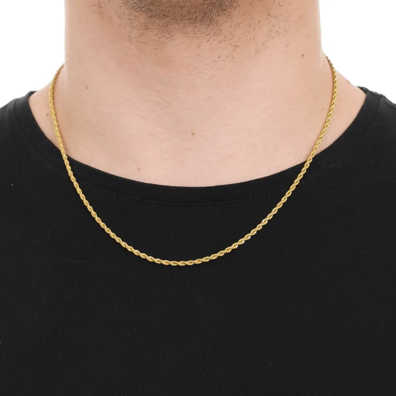 Cordão Baiano Em Aço Inox Dourado